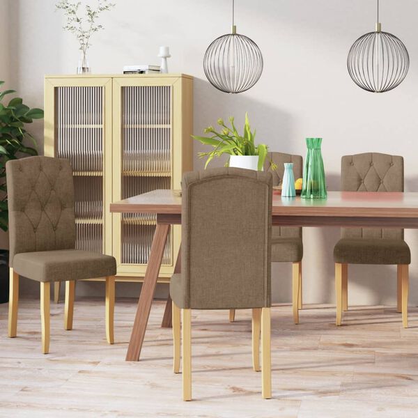 vidaXL Chaises &agrave; manger lot de 4 taupe tissu
