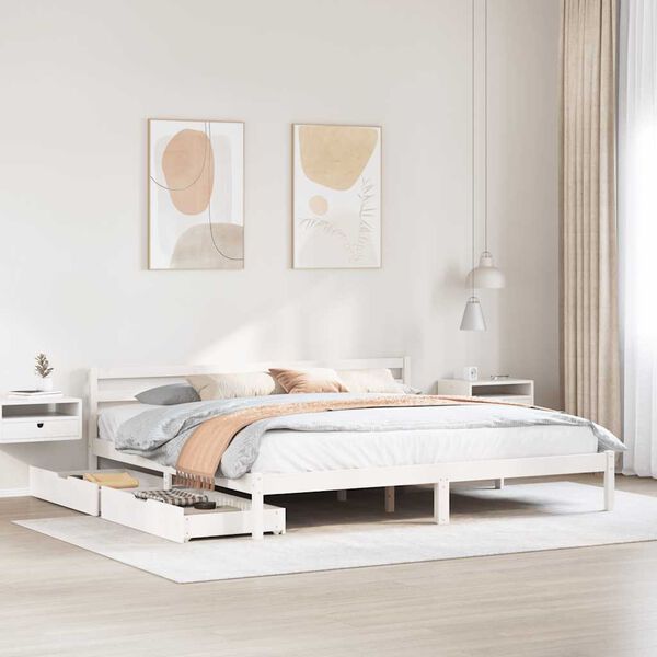 vidaXL Cadre de lit sans matelas blanc 200x200 cm bois massif de pin