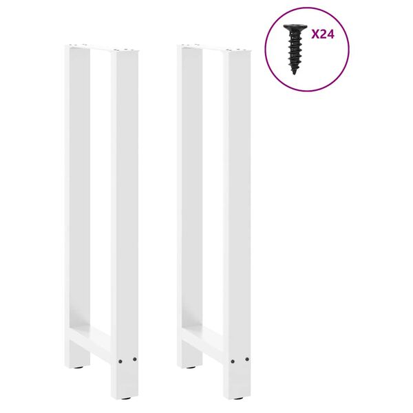 vidaXL Pieds de table de bar Blanc 2 pi&egrave;ces 50 x (110-111) cm Acier