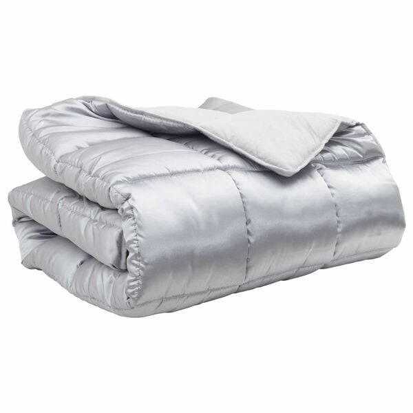 vidaXL Duvet d'hiver Argent&eacute; 220 x 155 cm Satin et Microfibre