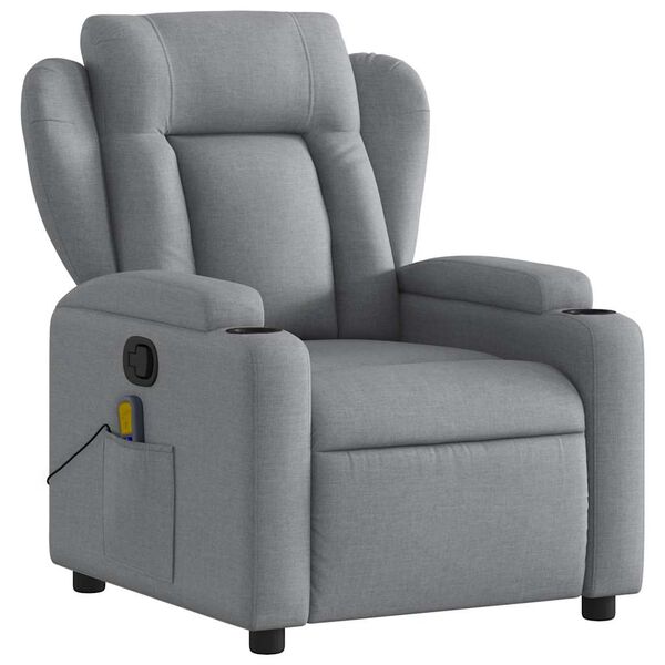 vidaXL Fauteuil inclinable de massage gris clair tissu