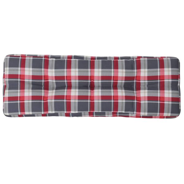 vidaXL Coussin de palette motif &agrave; carreaux rouge 120x40x12 cm tissu