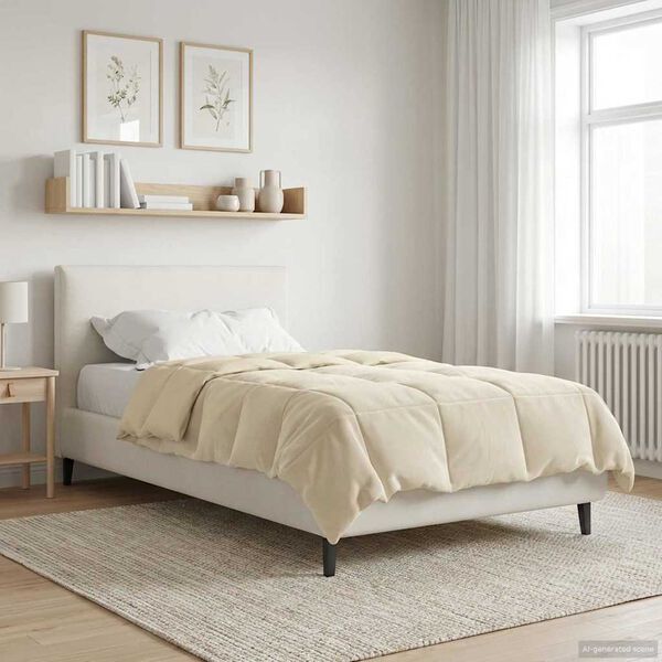 vidaXL Duvet d'hiver Matelass&eacute; Cr&egrave;me 155 x 200 cm Microfibre