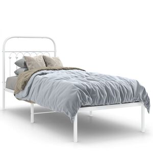 vidaXL Cadre de lit m&eacute;tal sans matelas avec t&ecirc;te de lit blanc 80x200cm