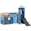 vidaXL Lit mezzanine enfants avec tour bleu 80x200cm bois pin massif