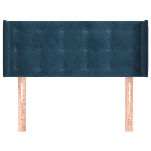 vidaXL T&ecirc;te de lit avec oreilles Bleu fonc&eacute; 103x16x78/88 cm Velours