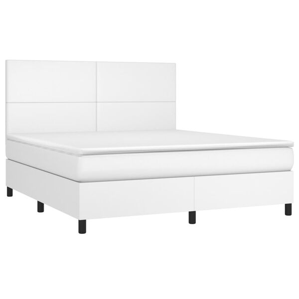 vidaXL Sommier à lattes de lit avec matelas Blanc 160x200cm Similicuir