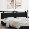 vidaXL T&ecirc;te de lit suspendue Montage mural Noir 210 x 55 x 5 cm tissu