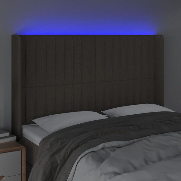 vidaXL T&ecirc;te de lit &agrave; LED Taupe 147x16x118/128 cm Tissu