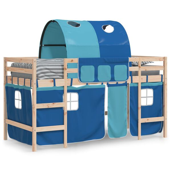 vidaXL Lit mezzanine enfants avec tunnel sans matelas bleu 80x200 cm