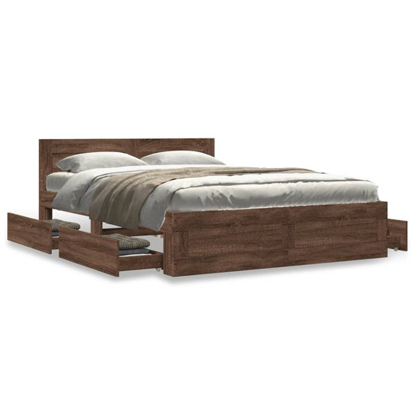 vidaXL Cadre de lit t&ecirc;te de lit sans matelas ch&ecirc;ne marron 140x200 cm
