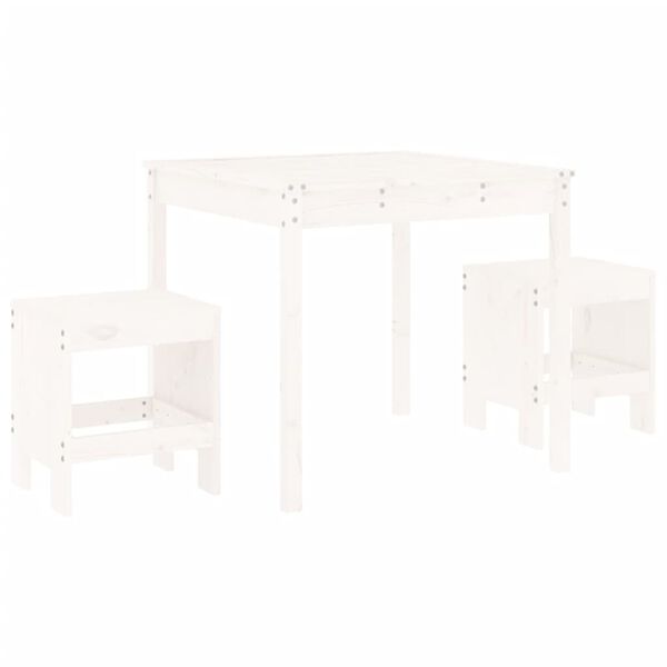 vidaXL Ensemble de bistrot de jardin 3 pcs blanc bois de pin massif