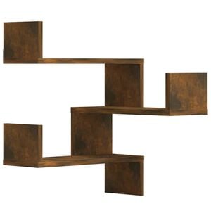 vidaXL &Eacute;tag&egrave;res d'angle murales 2 pcs Ch&ecirc;ne fum&eacute; 40x40x50 cm Bois