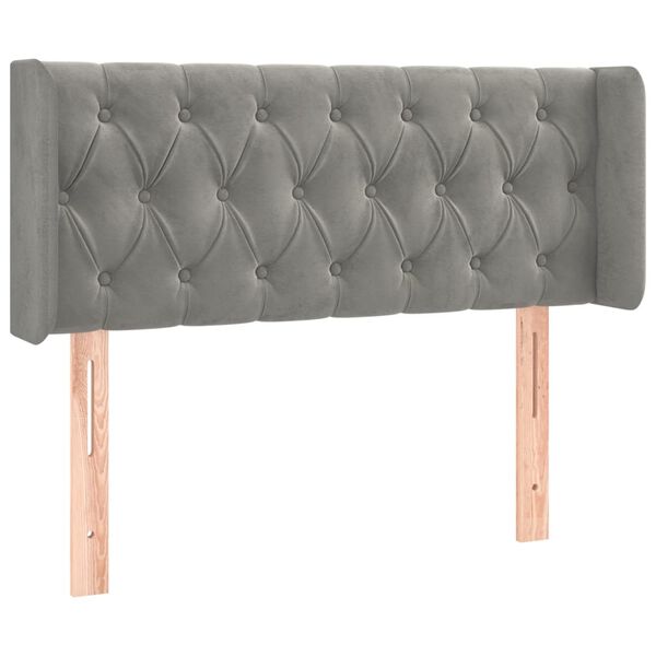 vidaXL T&ecirc;te de lit &agrave; LED Gris clair 93x16x78/88 cm Velours