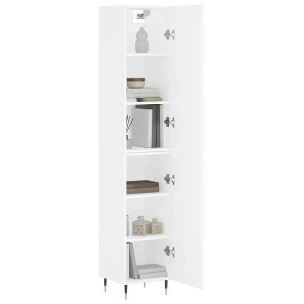 vidaXL Buffet haut Blanc 34,5x34x180 cm Bois d'ing&eacute;nierie