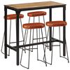vidaXL Ensemble de bar 5 pcs bois de manguier brut massif et m&eacute;tal