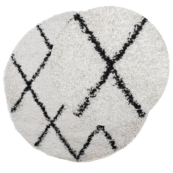 vidaXL Tapis shaggy &agrave; poils longs moderne cr&egrave;me et noir &Oslash; 160 cm