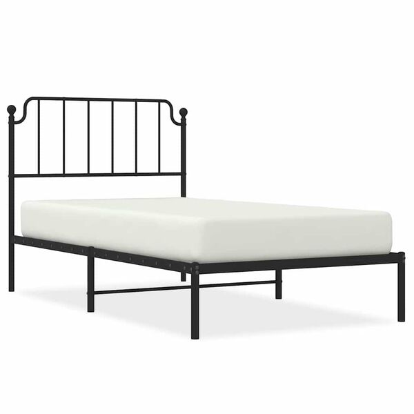 vidaXL Cadre de lit m&eacute;tal sans matelas avec t&ecirc;te de lit noir 100x200cm