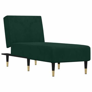 vidaXL Chaise longue vert foncé velours