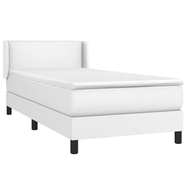 vidaXL Sommier &agrave; lattes de lit avec matelas Blanc 90x200 cm Similicuir