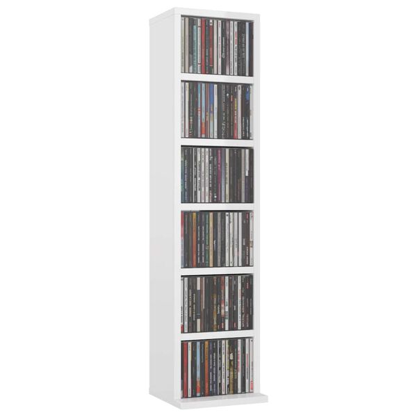 vidaXL Armoire &agrave; CD Blanc brillant 21x20x88 cm Bois d'ing&eacute;nierie