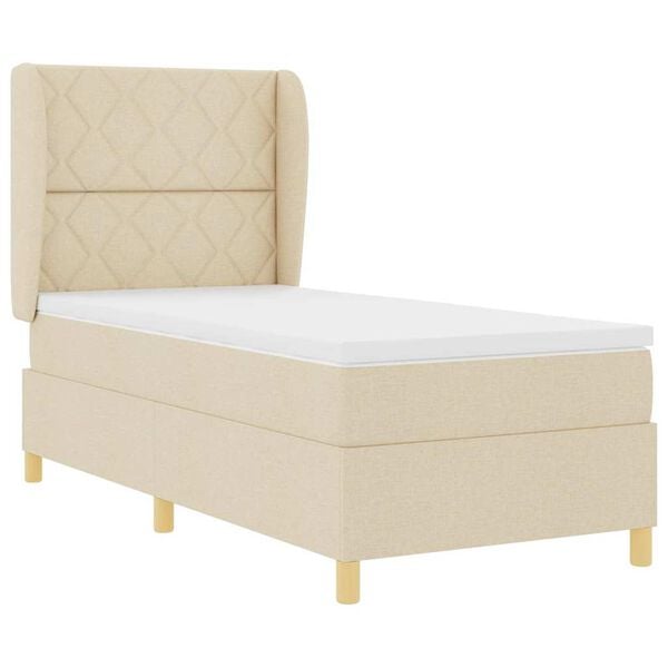 vidaXL Lit &agrave; ressorts avec matelas Cr&egrave;me 200 x 100 cm tissu