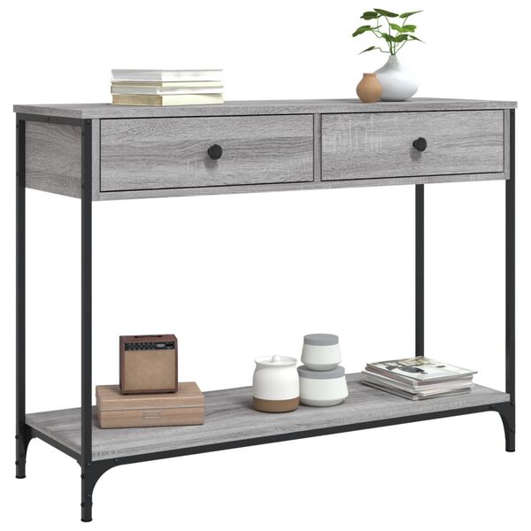 vidaXL Table console sonoma gris 100x34,5x75 cm bois d'ingénierie