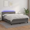 vidaXL Sommier &agrave; lattes de lit avec matelas et LED Gris 140x190cm