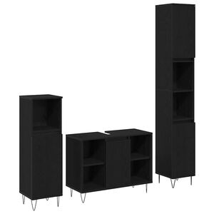 vidaXL Ensemble de mobilier de salle de bain 3 pcs Ch&ecirc;ne noir
