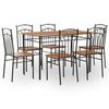 vidaXL Ensemble de salle &agrave; manger 7 pcs MDF et acier Marron