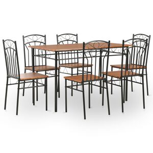 vidaXL Ensemble de salle &agrave; manger 7 pcs MDF et acier Marron