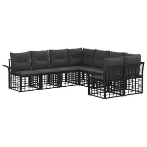 vidaXL Ensemble de canap&eacute;s d'ext&eacute;rieur 8 pc Noir et Gris fonc&eacute;