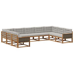 vidaXL Ensemble de canap&eacute;s d'ext&eacute;rieur 9 pcs Naturel et gris clair