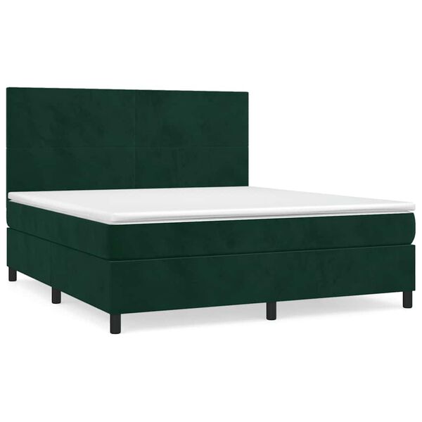 vidaXL Sommier &agrave; lattes de lit et matelas Vert fonc&eacute; 160x200cm Velours