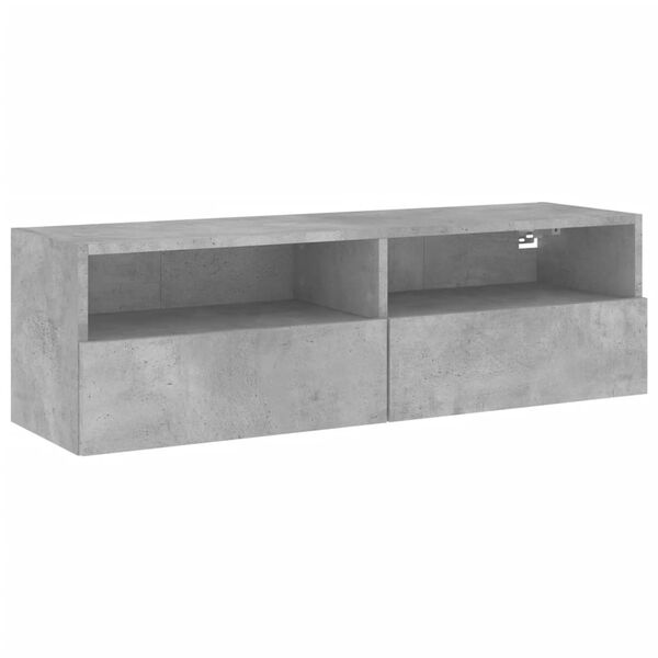 vidaXL Meuble TV mural gris b&eacute;ton 100x30x30 cm bois d'ing&eacute;nierie