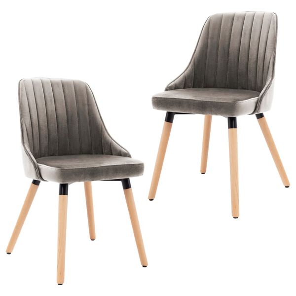 vidaXL Chaises &agrave; manger lot de 2 Gris clair Velours