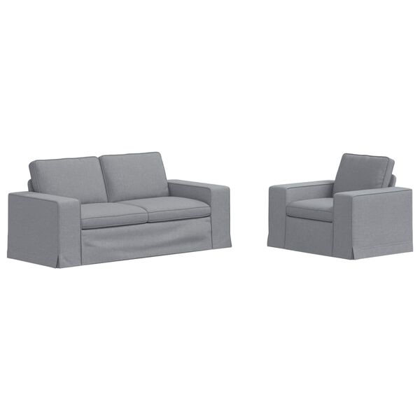vidaXL Canap&eacute; 2 pcs Gris clair 182 x 80 x 82 cm tissu