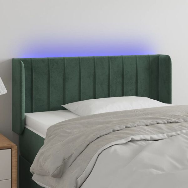 vidaXL T&ecirc;te de lit &agrave; LED Vert fonc&eacute; 83x16x78/88 cm Velours