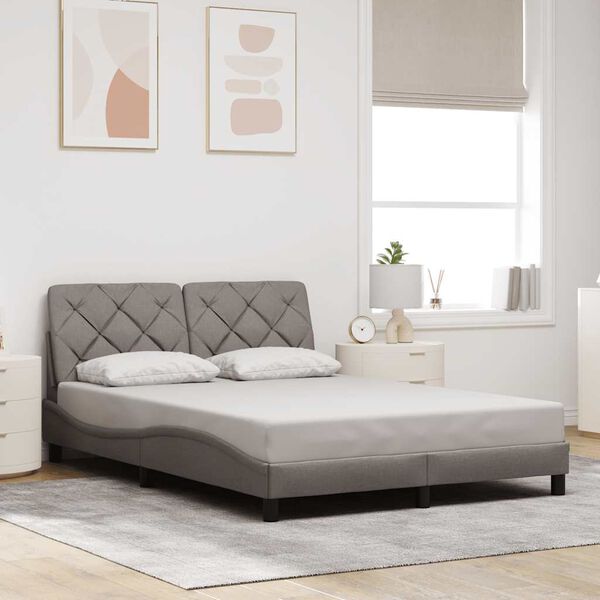 vidaXL Cadre de lit sans matelas taupe 140x200 cm tissu