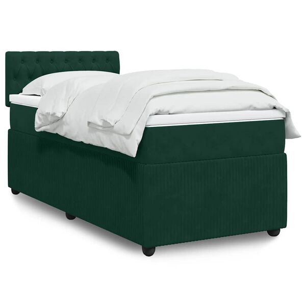 vidaXL Sommier &agrave; lattes de lit avec matelas Vert fonc&eacute; 100x200 cm