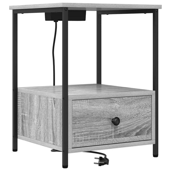 vidaXL Cabinet de chevet Gris Sonoma 42 x 41 x 56 cm Bois d'ing&eacute;nierie
