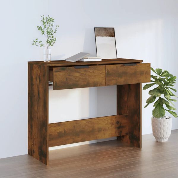 vidaXL Table console Ch&ecirc;ne fum&eacute; 90x36x75 cm Bois d'ing&eacute;nierie