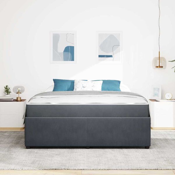 vidaXL Cadre de lit avec matelas Gris fonc&eacute; 180 x 200 cm tissu