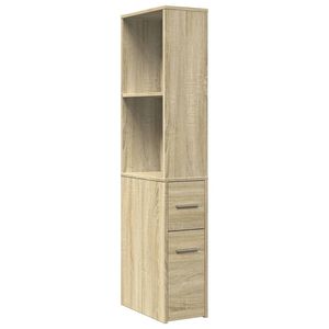 vidaXL Armoire de salle de bain &eacute;troite avec roulettes ch&ecirc;ne sonoma