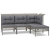 vidaXL Salon de jardin 4 pcs avec coussins Gris R&eacute;sine tress&eacute;e