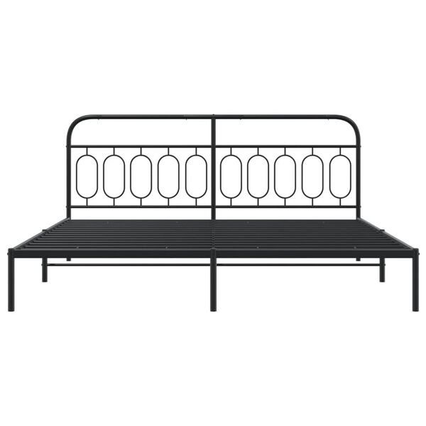 vidaXL Cadre de lit métal sans matelas avec tête de lit noir 200x200cm