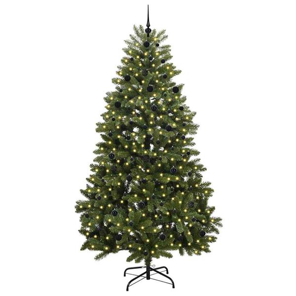 vidaXL Sapin de No&euml;l artificiel avec 300 LED Vert 240 cm PVC et m&eacute;tal