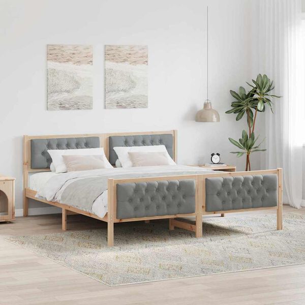 vidaXL Cadre de lit Gris clair 180 x 200 cm Pin massif