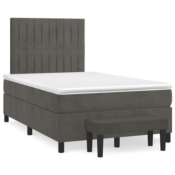 vidaXL Sommier &agrave; lattes de lit et matelas gris fonc&eacute; 120x190cm velours