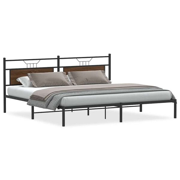 vidaXL Cadre de lit sans matelas ch&ecirc;ne marron 193x201 cm